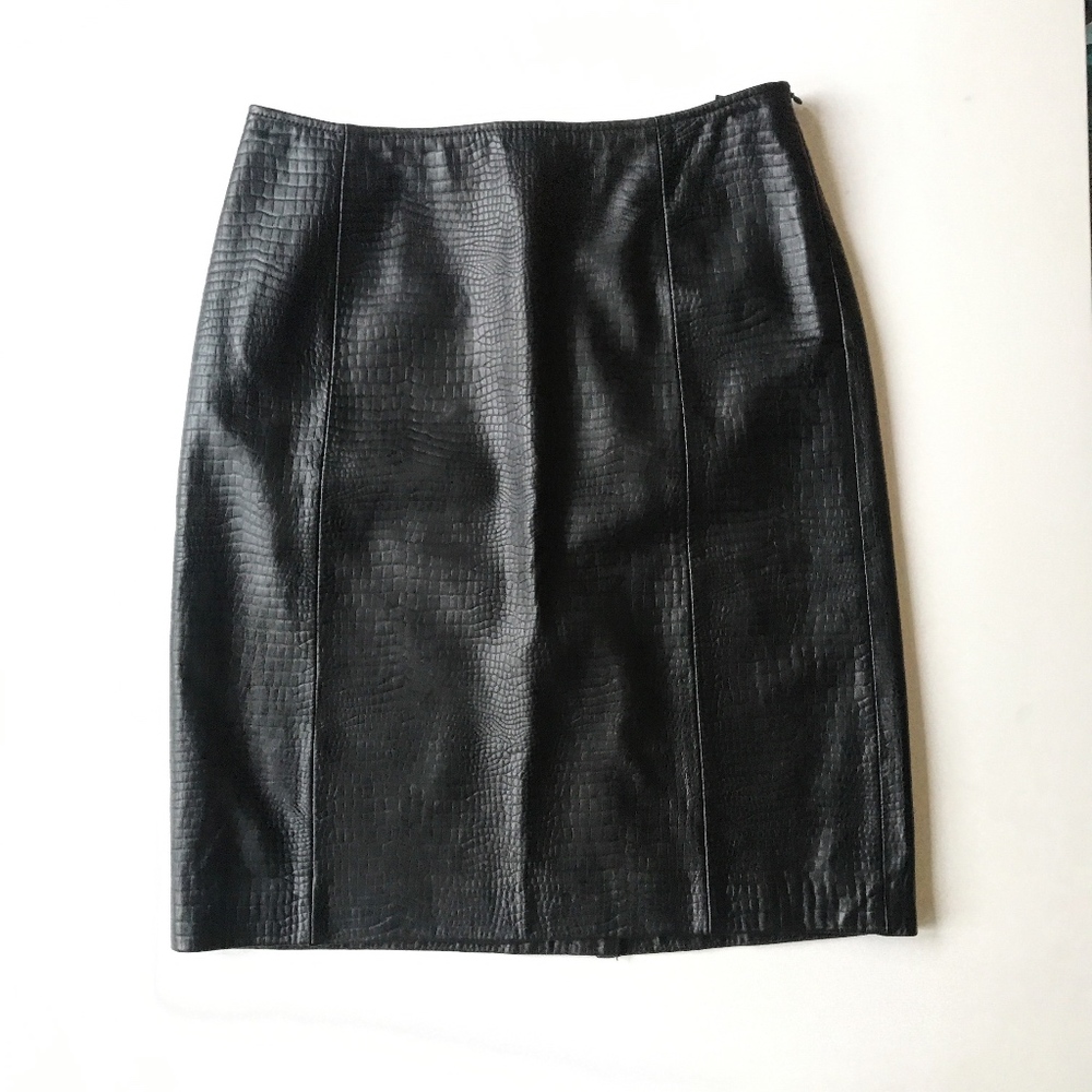 Black Leather Lauren Ralph Lauren Leather Skirt